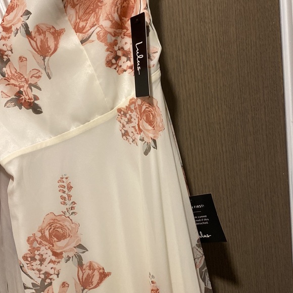 Lulus Elegantly Inclined Cream Floral Print Wrap Dress - Picture 7 of 8